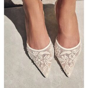 ZARA Blog Fave EMBROIDERED MESH SLINGBACKS - BRIDE CALL!! 🔔 size 38 - NWT